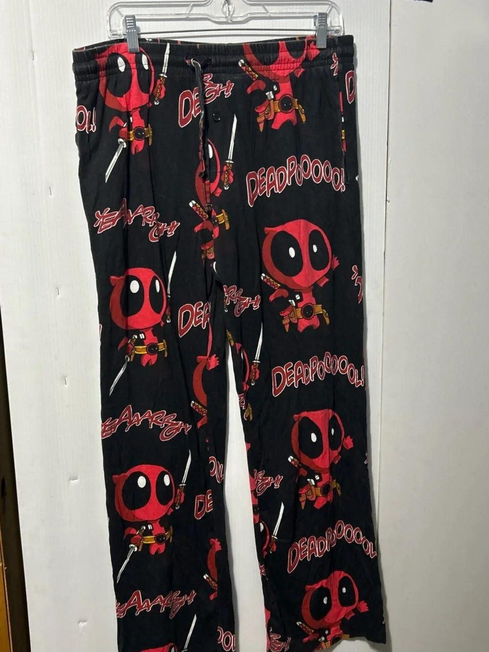 Marvel Men’s Black & Red Deadpool Chibi Pajama Bottoms